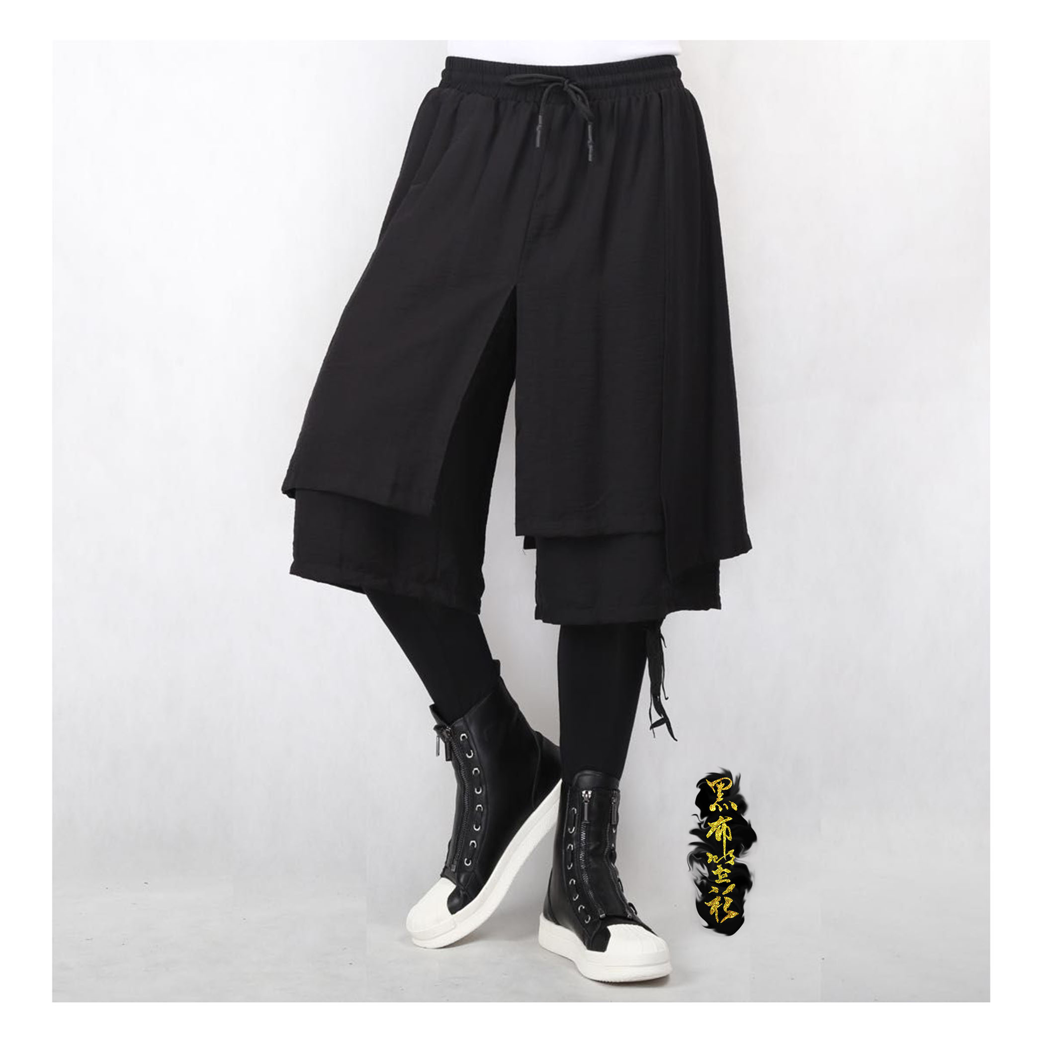 仿麻二件式五分哈倫褲 (百搭爆款)