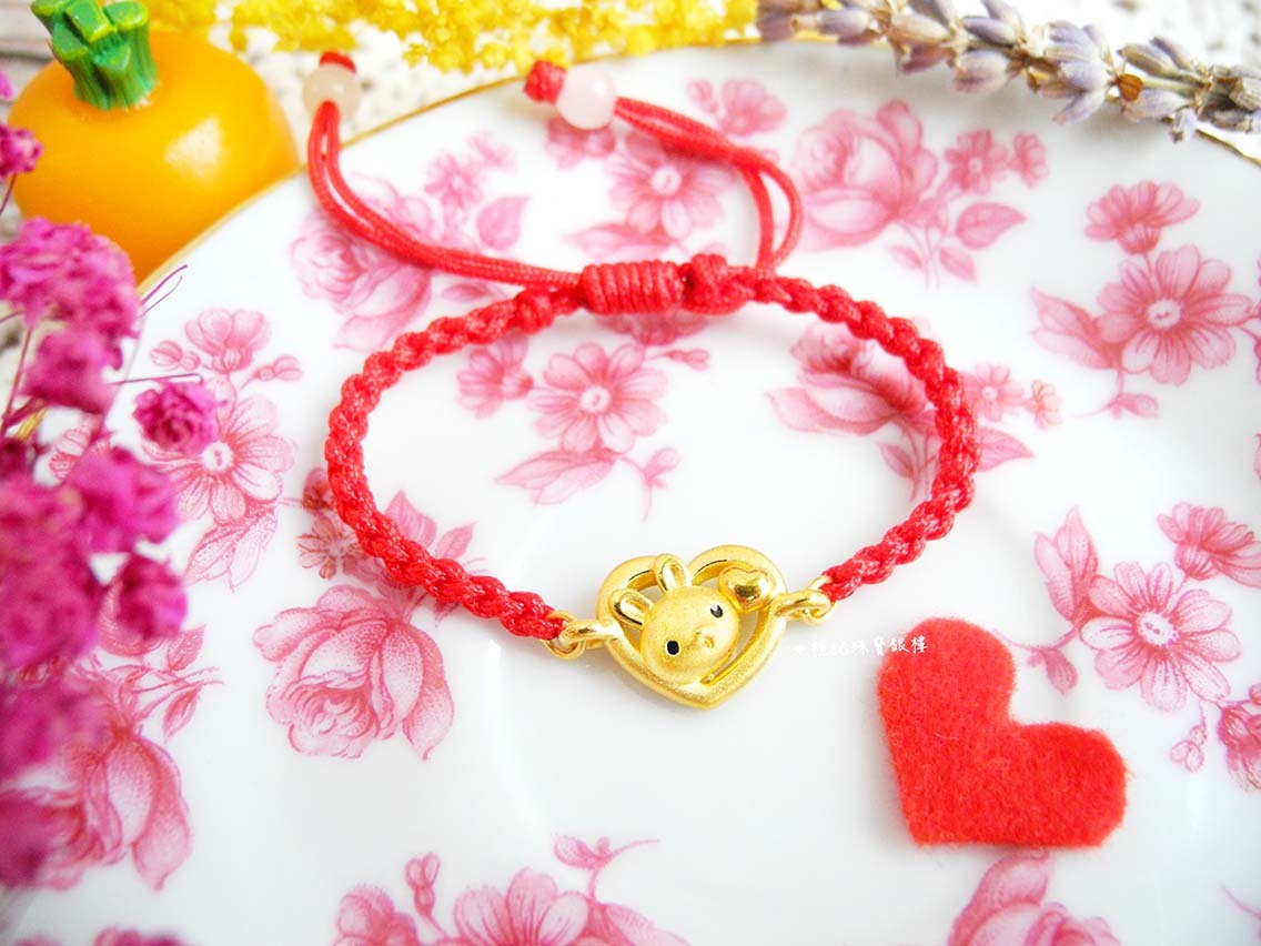 愛心兔 編織金手鍊