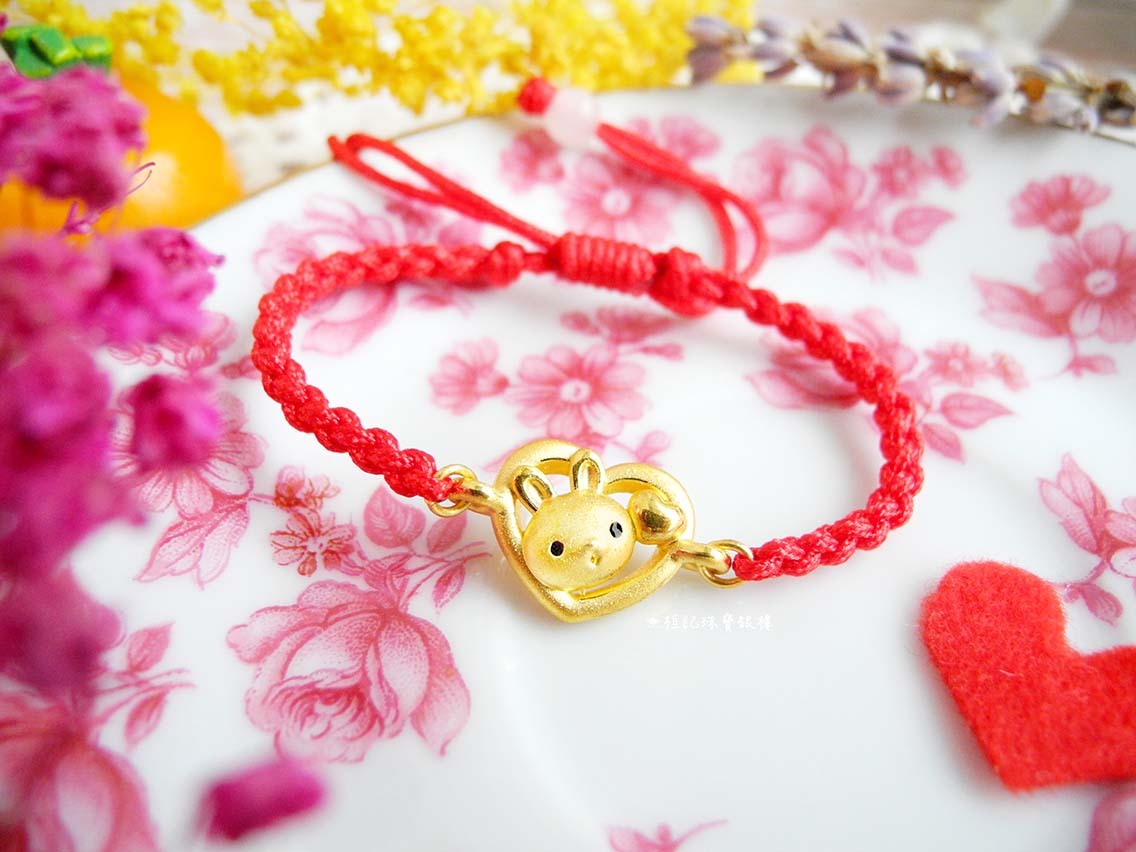 愛心兔 編織金手鍊
