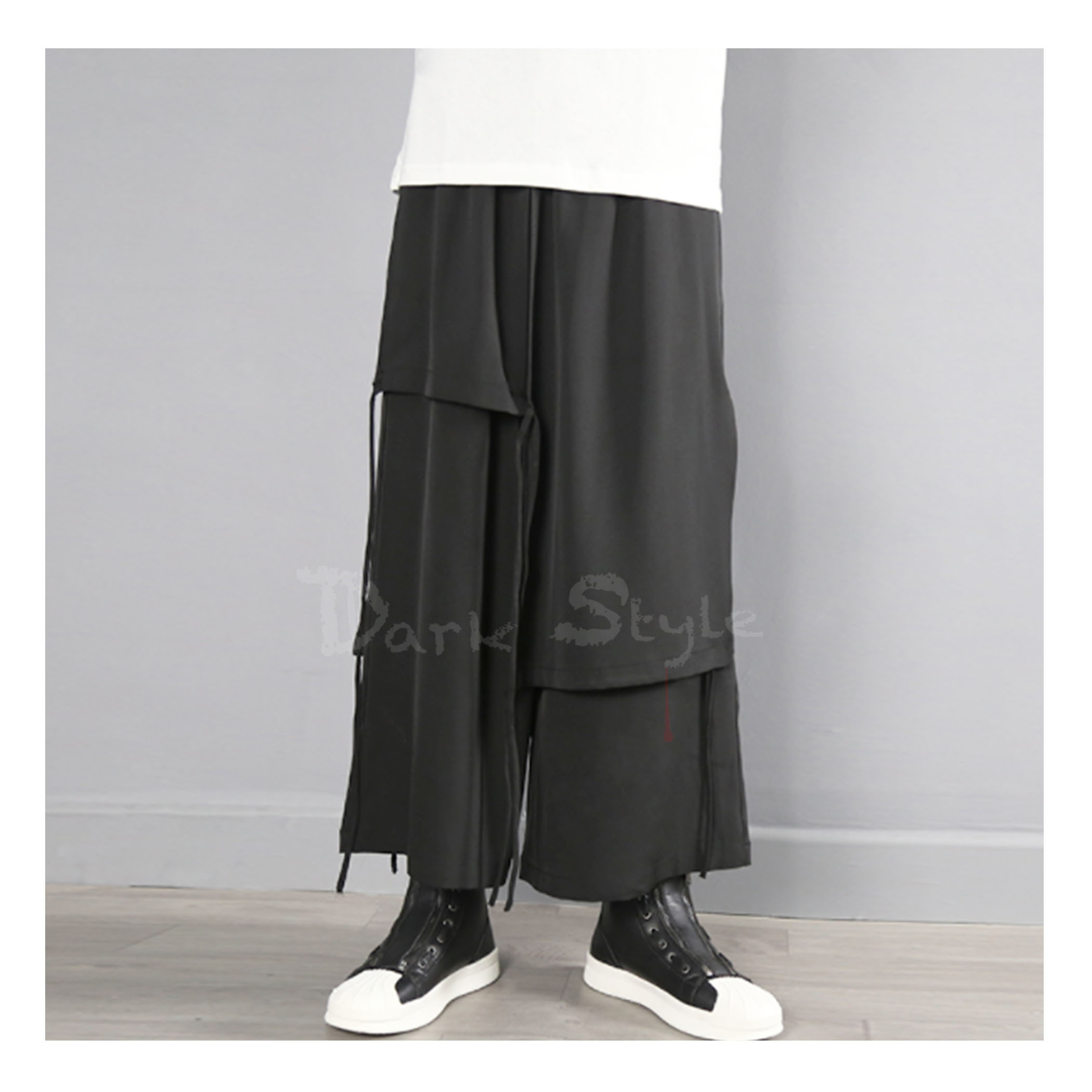 飄-假二件暗黑褲裙 (多層次)