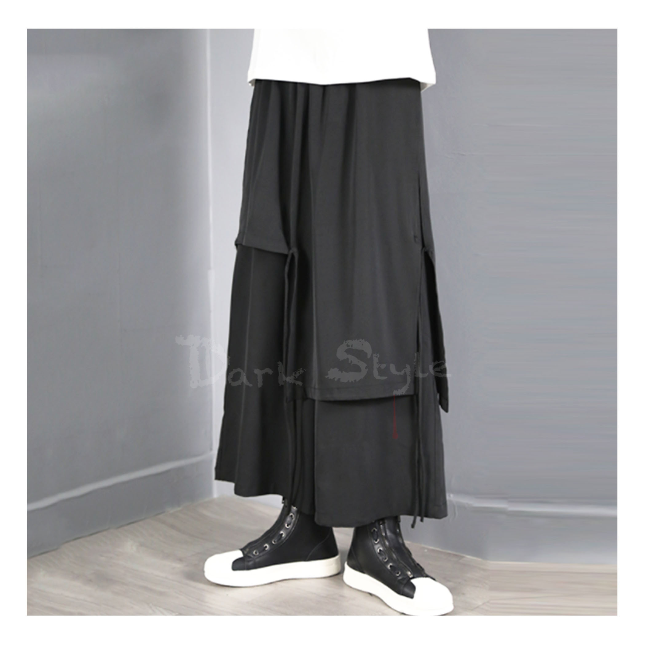 飄-假二件暗黑褲裙 (多層次)