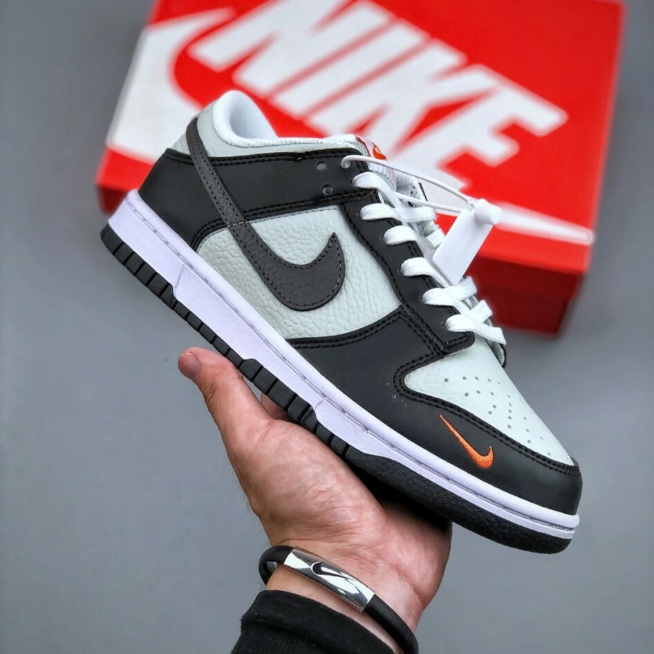 Nike Dunk Low "Grey Black Orange Mini Swoosh" 刺繡小勾 黑灰橘 熊貓 橘勾