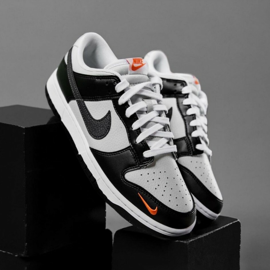 Nike Dunk Low "Grey Black Orange Mini Swoosh" 刺繡小勾 黑灰橘 熊貓 橘勾