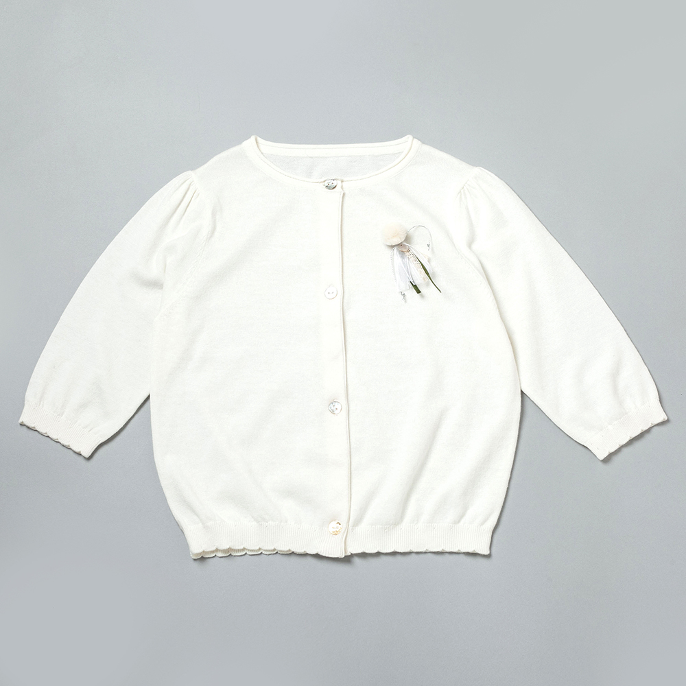 PIPPY純棉氣質線衫外套 米