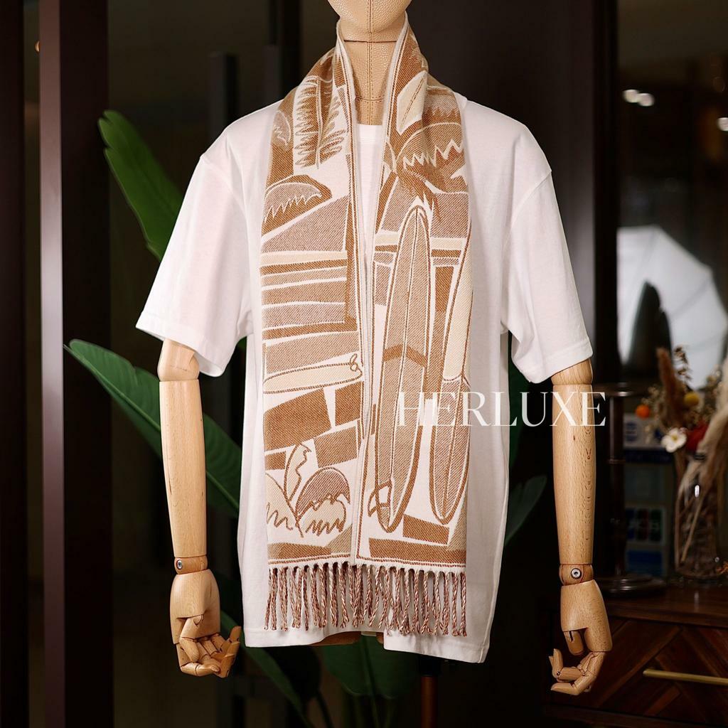 Camel/ Sable/ Ivoire cachemire echarpe 21x150cm