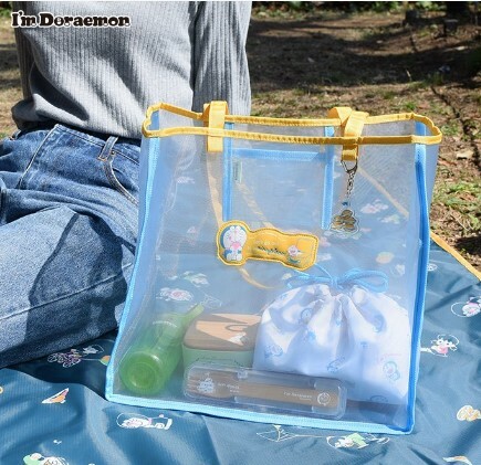 🇯🇵日本直送 Doraemon 哆啦A夢網紗手提透明袋 | 便攜 | 購物袋 | 收納 | 旅行 (逢星期日截單後14-21個工作天發貨)