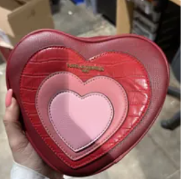 [S] KARL LAGERFELD LH2EU3CF MAYBELLE HEART SHAPE CROSSBODY BAG,RED MULTI, , 194775069109 (SKL682)