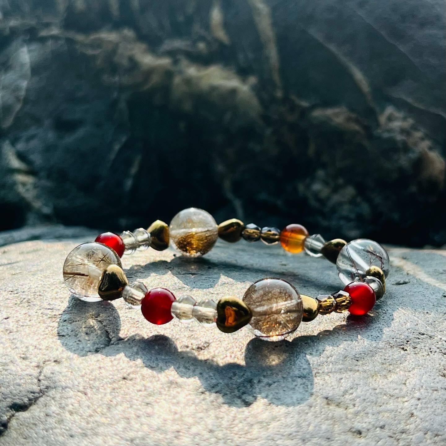 [Pachamama 帕查瑪瑪] 北紅瑪瑙+鈦髮晶+茶晶｜設計款水晶手串｜生命靈數水晶手串