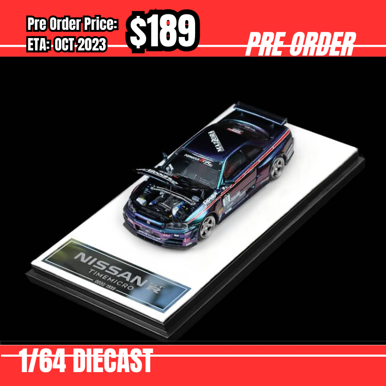 PO-$189 * Time Micro* 1:64 Skyline GT-R R34 Z-Tune Magic Purple #33  [01/08]