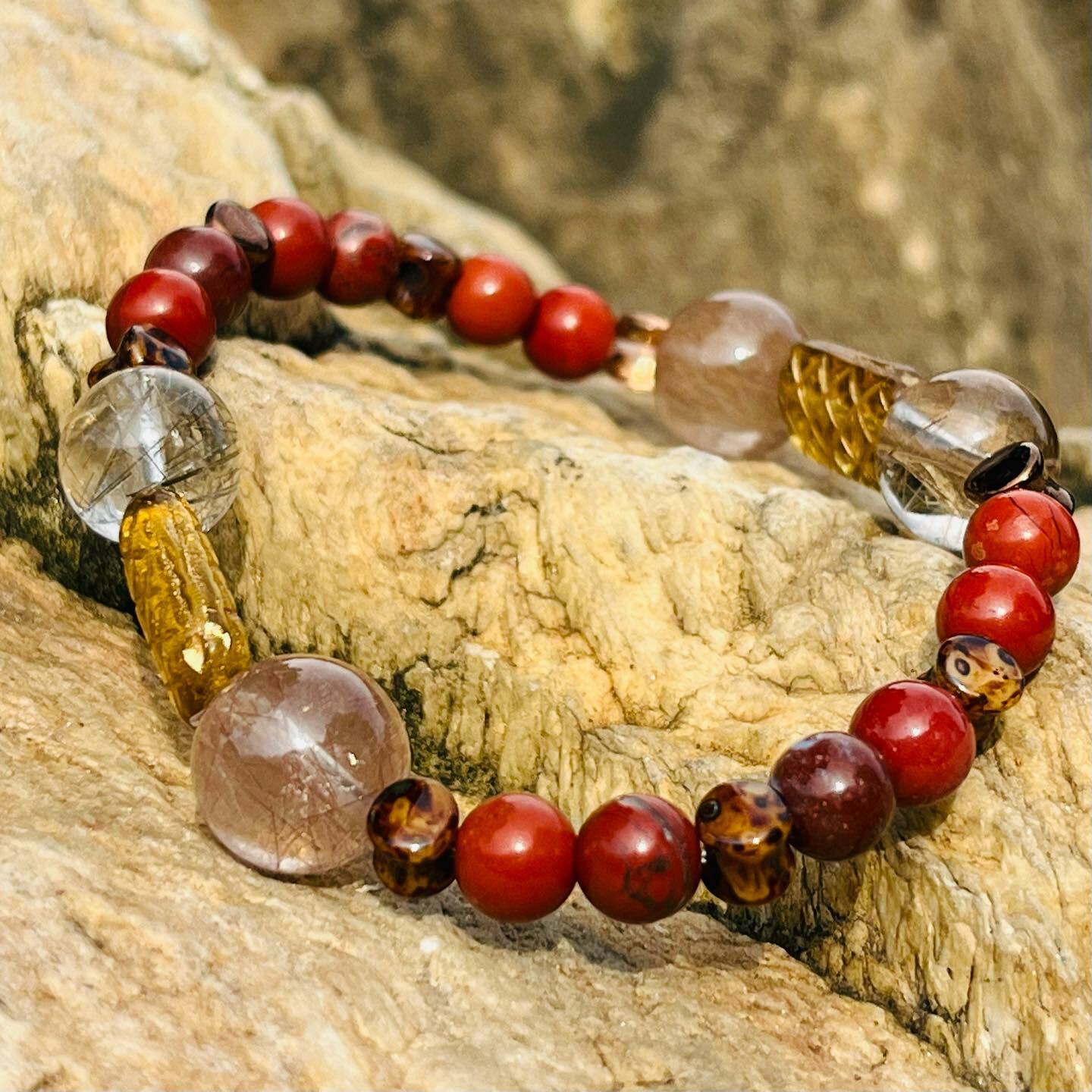 [Pachamama 帕查瑪瑪] 南非紅碧玉+紅銅鈦晶｜設計款水晶手串｜生命靈數水晶手串
