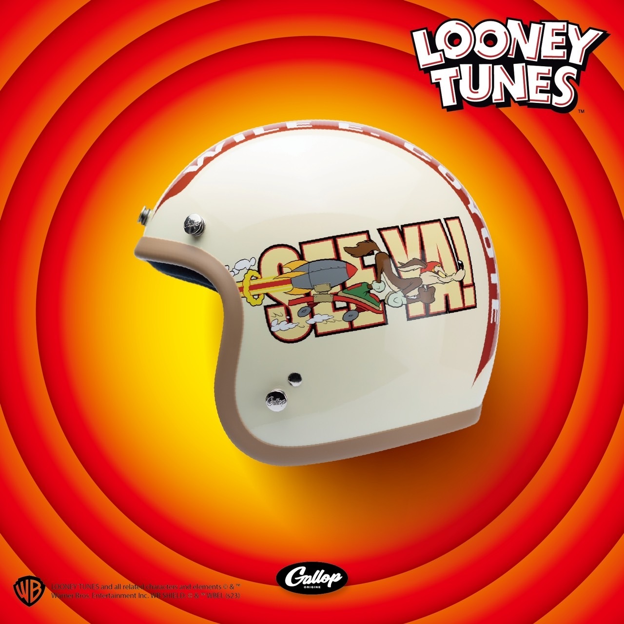 GALLOP x 華納兄弟 嗶嗶鳥與威利狼 米白 復古帽 3/4帽