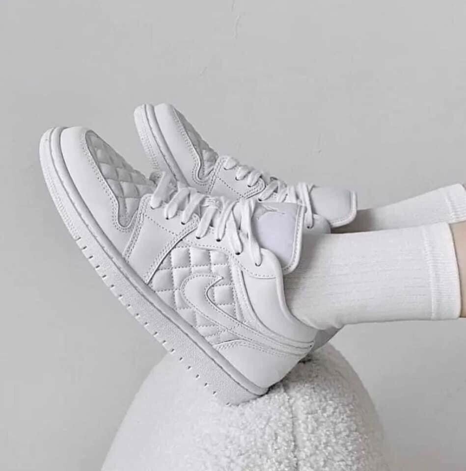 Nike Air Jordan 1 Low Quilted 菱格紋 小香奈兒 低筒 白鞋