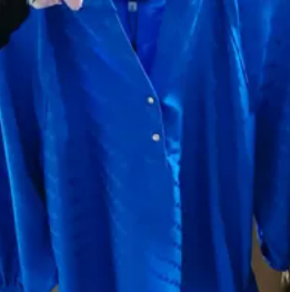 [S] KARL LAGERFELD SPLIT NECK BLOUSE,DP FRENCH BLUE, L2KAQ517-3GE [FINAL SALE] (SKL689)