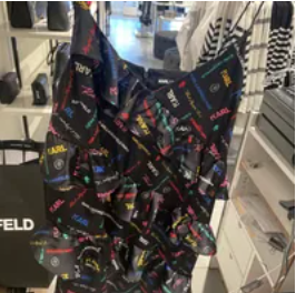 [S] KARL LAGERFELD RUFFLE RAINBOW LOGO DRESS,BLACK COMBO, LD3DBB17-B00 [FINAL SALE] (SKL690)