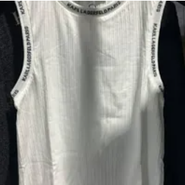 [S] KARL LAGERFELD LOGO TRIM RACER BACK TANK,SOFT WHITE,, L3TH7885-SW9 [FINAL SALE] (SKL691)