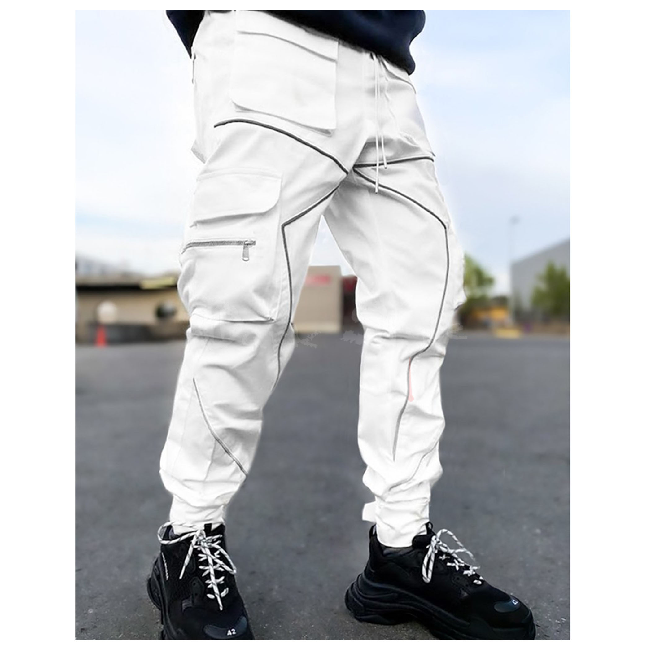 冏-重工織帶反光九分束腳褲(3色)