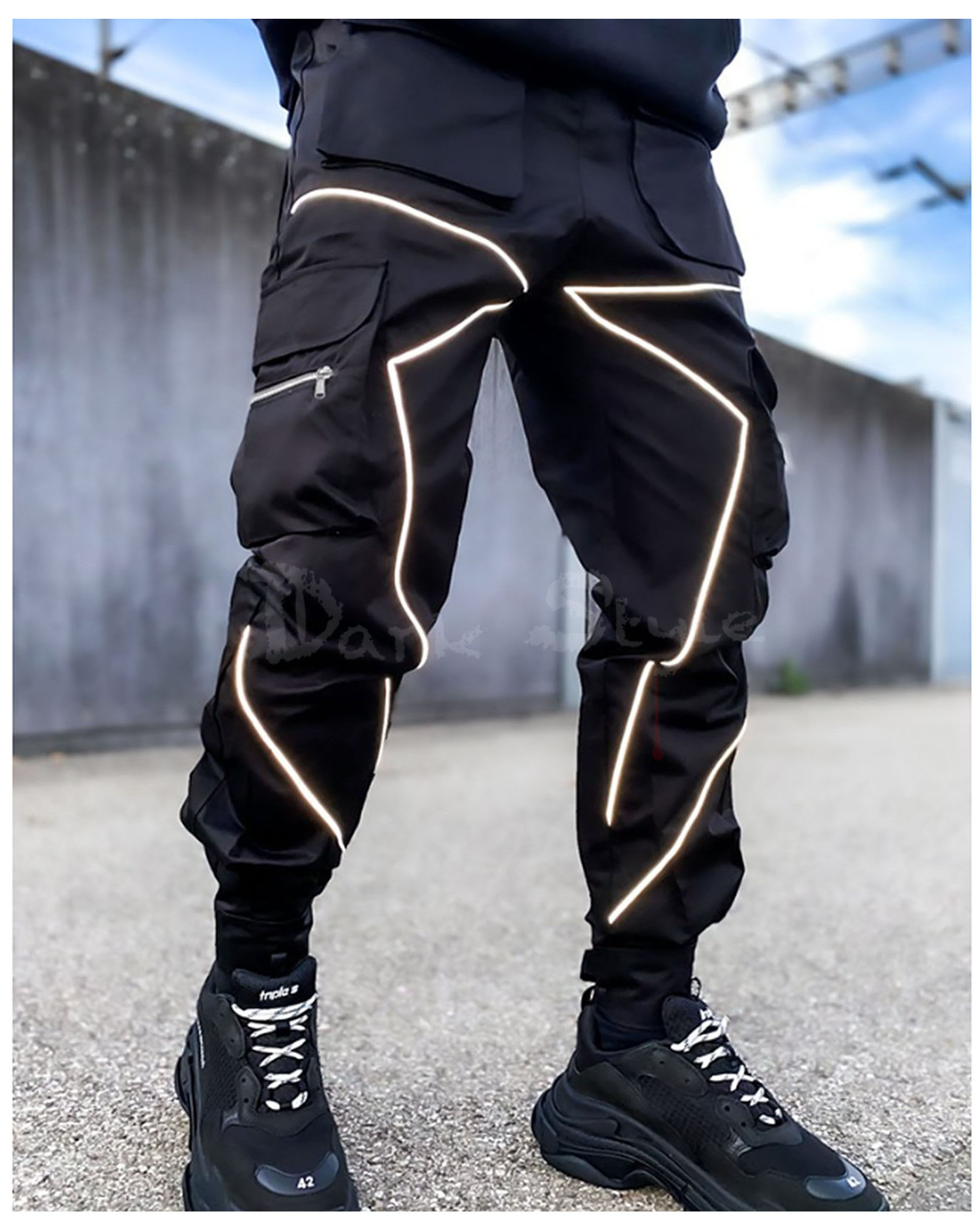 冏-重工織帶反光九分束腳褲(3色)