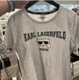 [S] KARL LAGERFELD COLLEGIATE EMOJI LOGO TEE,LT GREY HEATHER, L1WHF028 ...