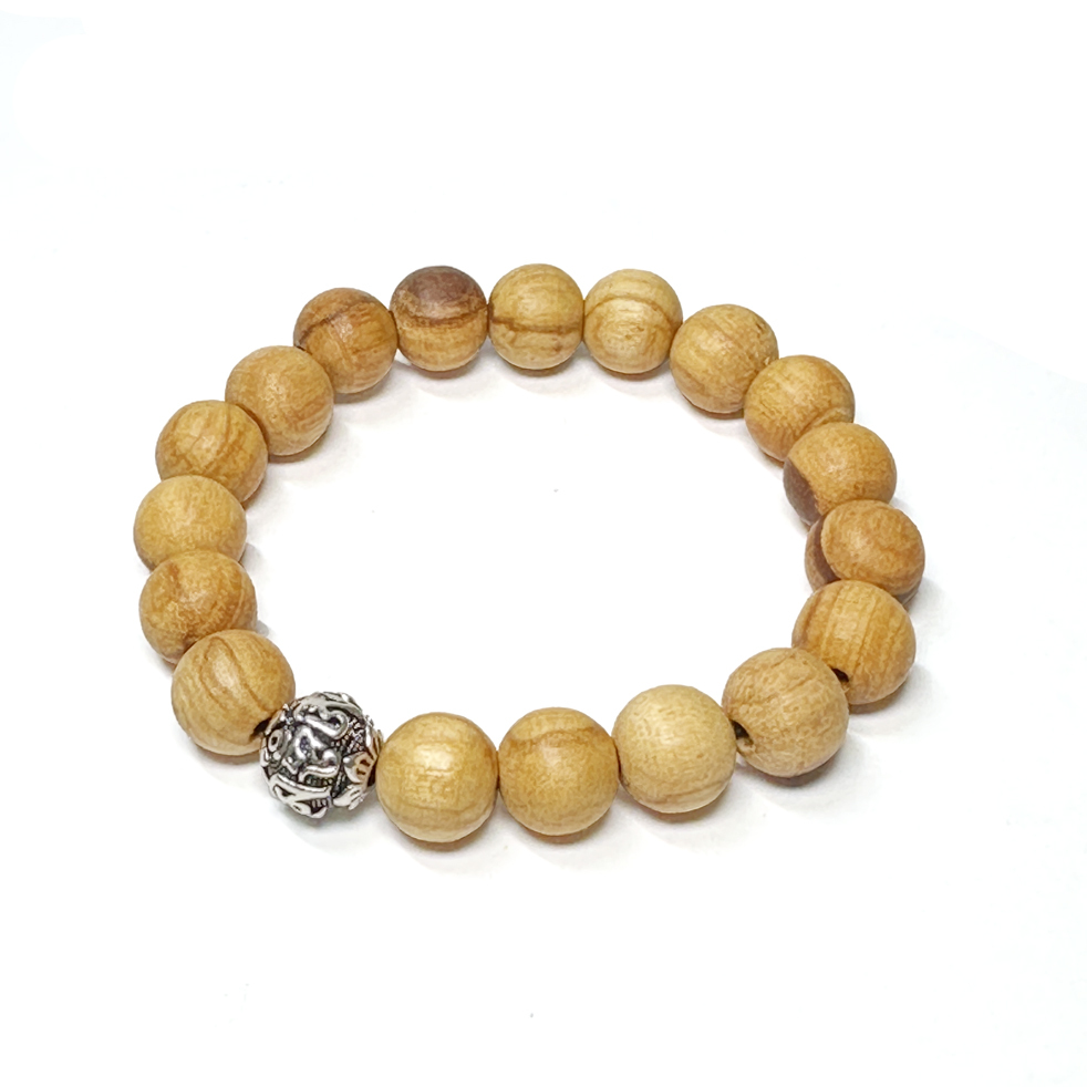 10mm 聖木手串 (配：六字大明咒純銀珠)