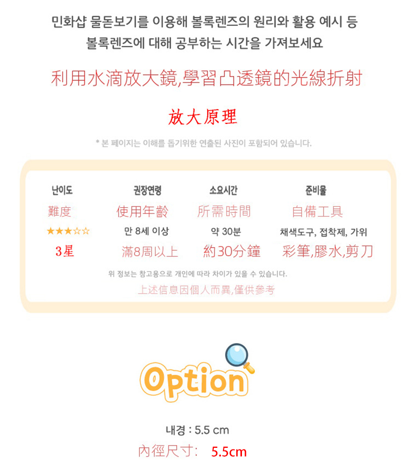 DIY木質水滴放大鏡 A5089