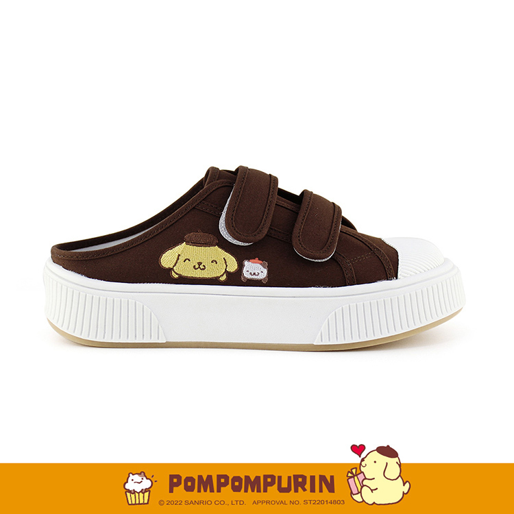 Paidal x Pompompurin 布丁狗畫家厚底休閒鞋帆布鞋穆勒鞋-咖
