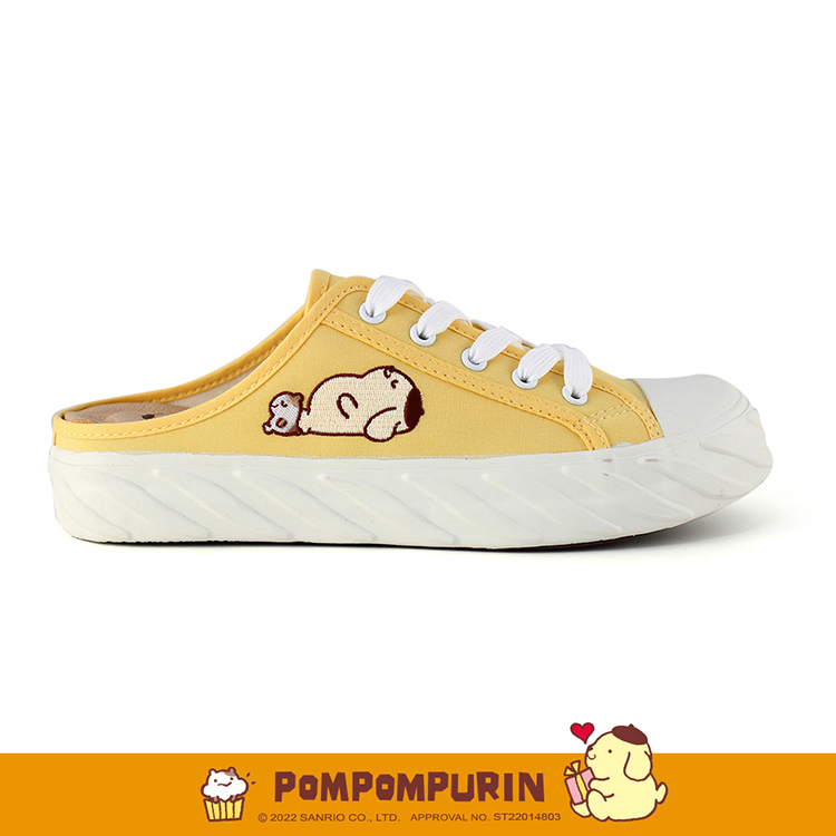Paidal x Pompompurin 布丁狗吃飽飽餅乾穆勒鞋-銘黃