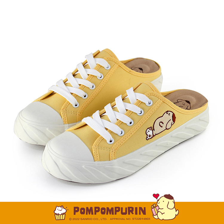Paidal x Pompompurin 布丁狗吃飽飽餅乾穆勒鞋-銘黃