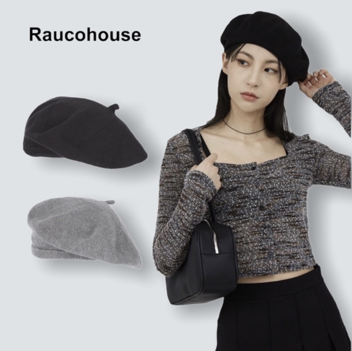 韓國 Raucohouse 針織畫家帽 畫家帽 小偷帽 針織 設計 帽子