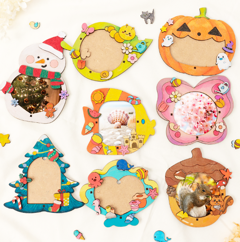 DIY手工塗鴉粘貼立體相框 A30185