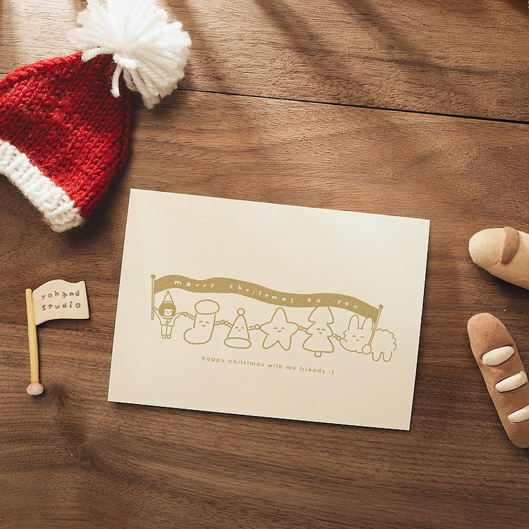 右手超人｜孔版印刷明信片｜聖誕朋友