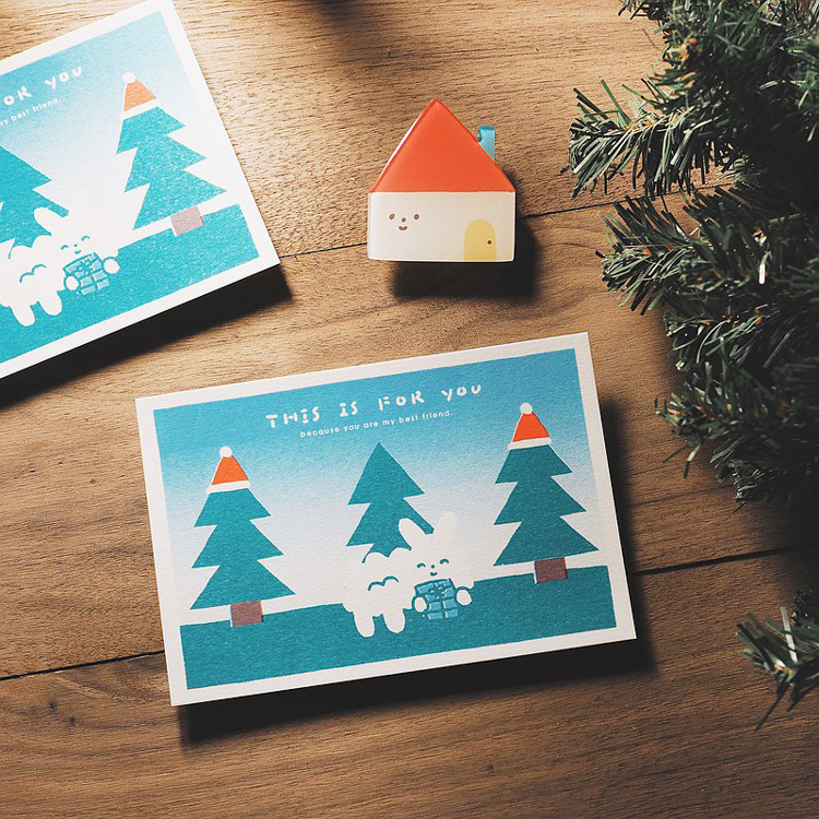 右手超人｜孔版印刷明信片｜禮物來囉