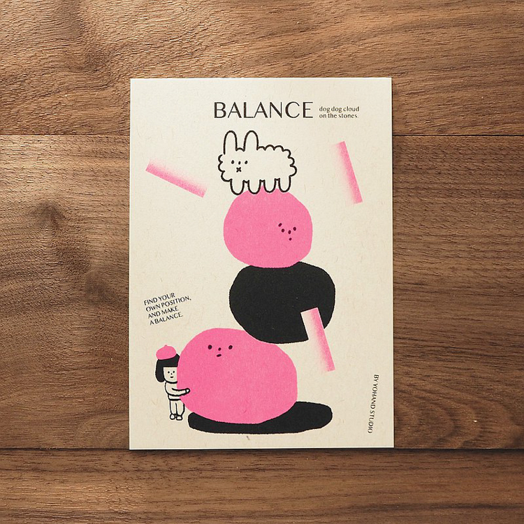 右手超人｜孔版印刷明信片｜Balance｜螢光粉