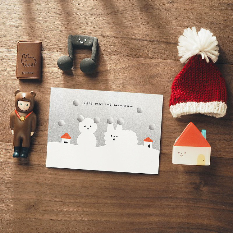 右手超人｜孔版印刷明信片｜雪球