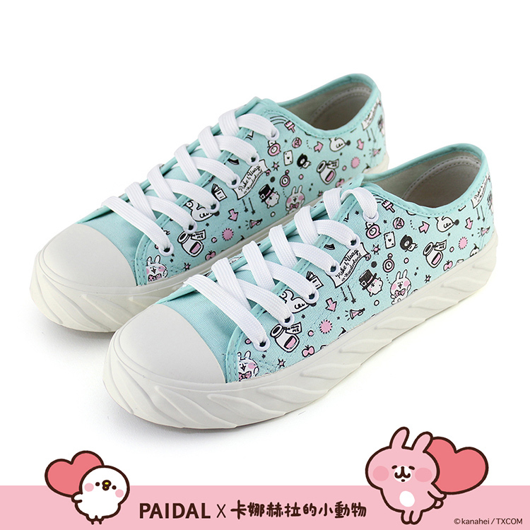 Paidal x 卡娜赫拉的小動物 愛麗絲系列滿版棉花糖綁帶餅乾鞋-蒂芬妮藍