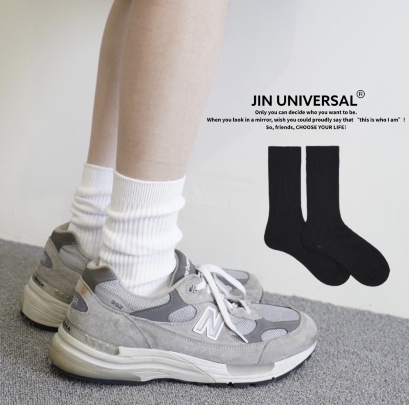 JIN UNIVERSAL 韓國針織堆積皺摺感設計長襪 小腿襪 襪子 長襪 堆積造型 堆積襪