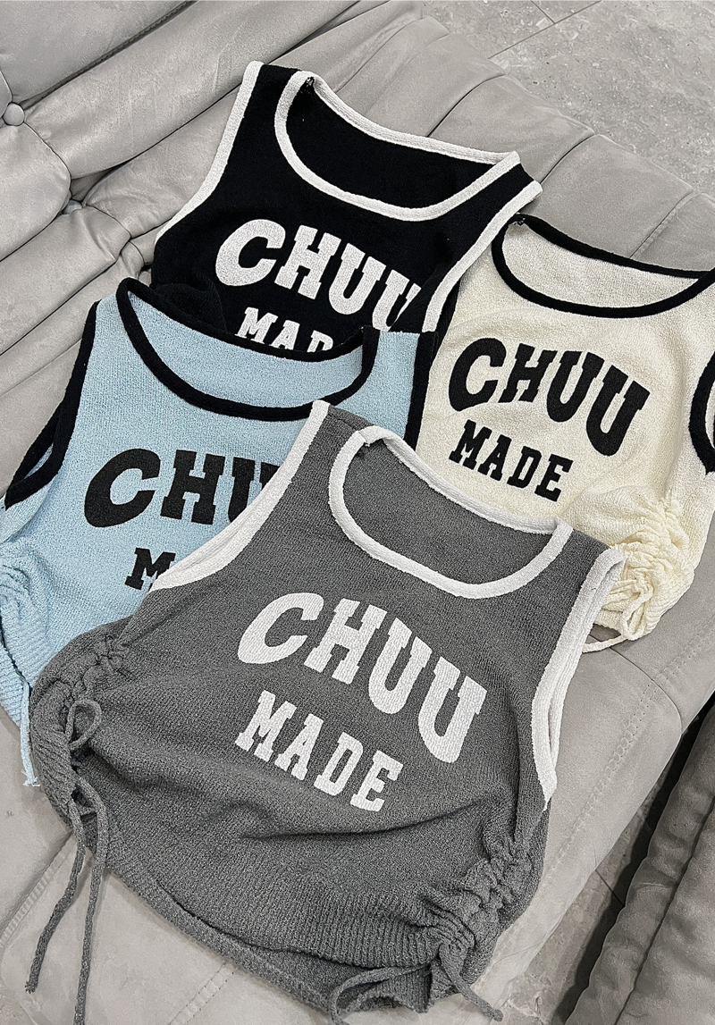 側綁帶英文滾邊背心*4色