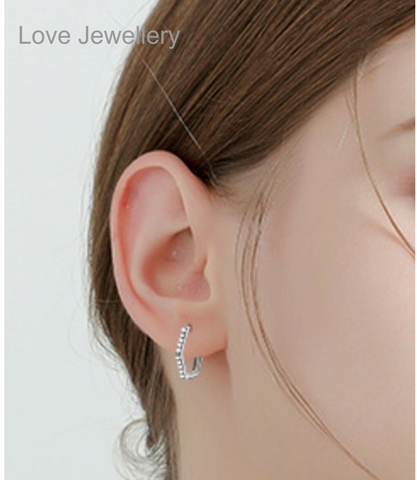 莫桑鑽六角形形格耳環    E020C028