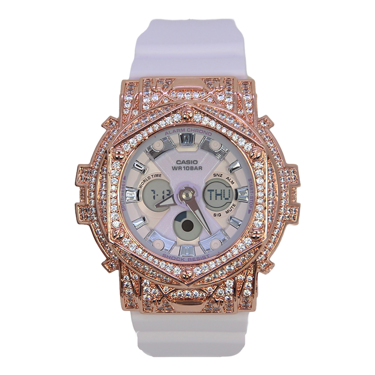 玫瑰金色 改裝手錶 BA-130WP-6A - Rokkaku