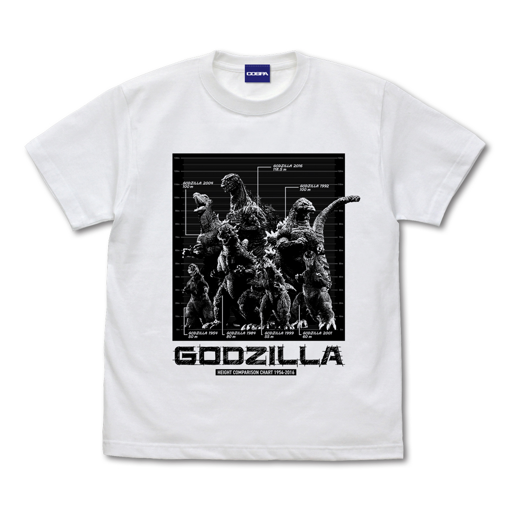Cospa 0729 ｺﾞｼﾞﾗ 歴代ｺﾞｼﾞﾗ身長比較表 Tｼｬﾂ/WHITE