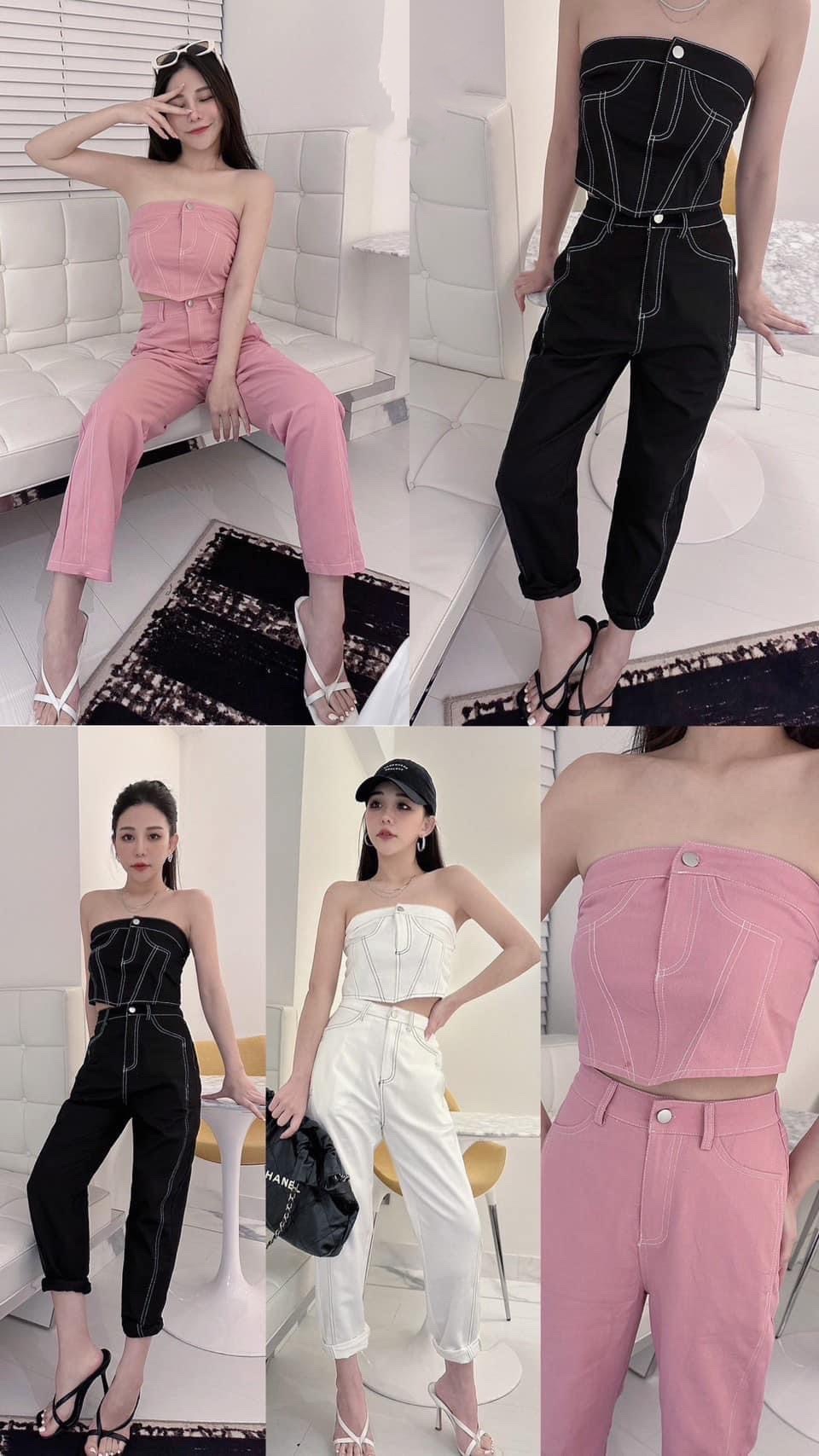 平口反車線牛仔套裝