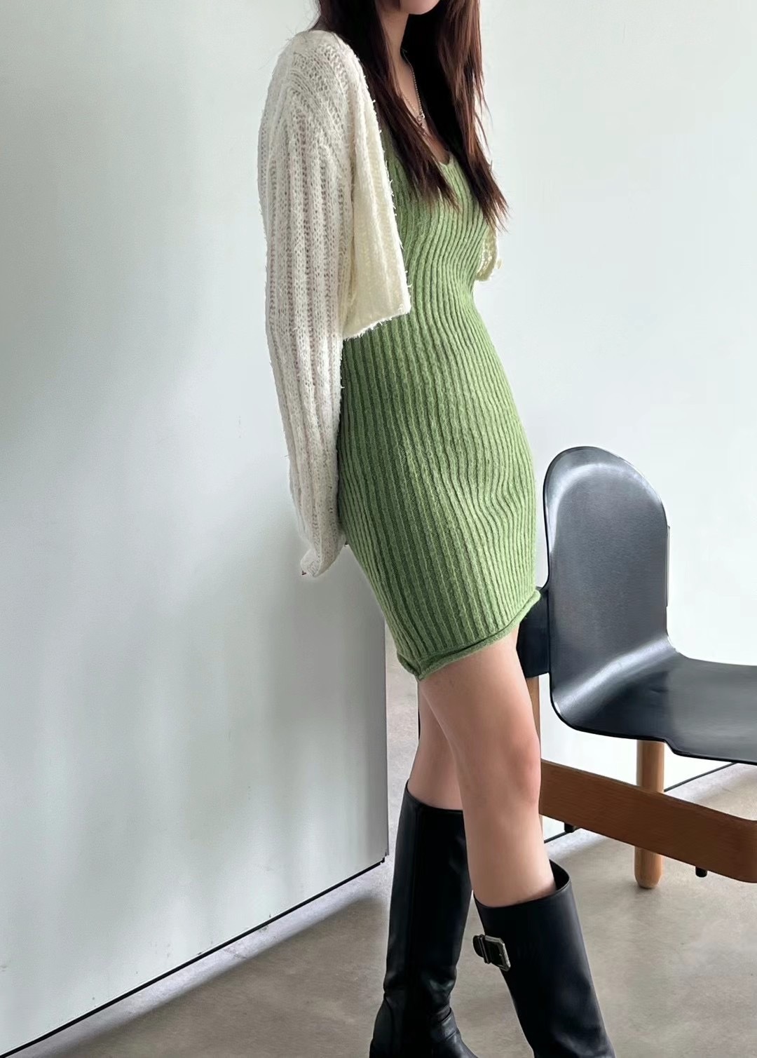 🇰🇷韓國 繞頸 吊帶 針織 包臀裙Set