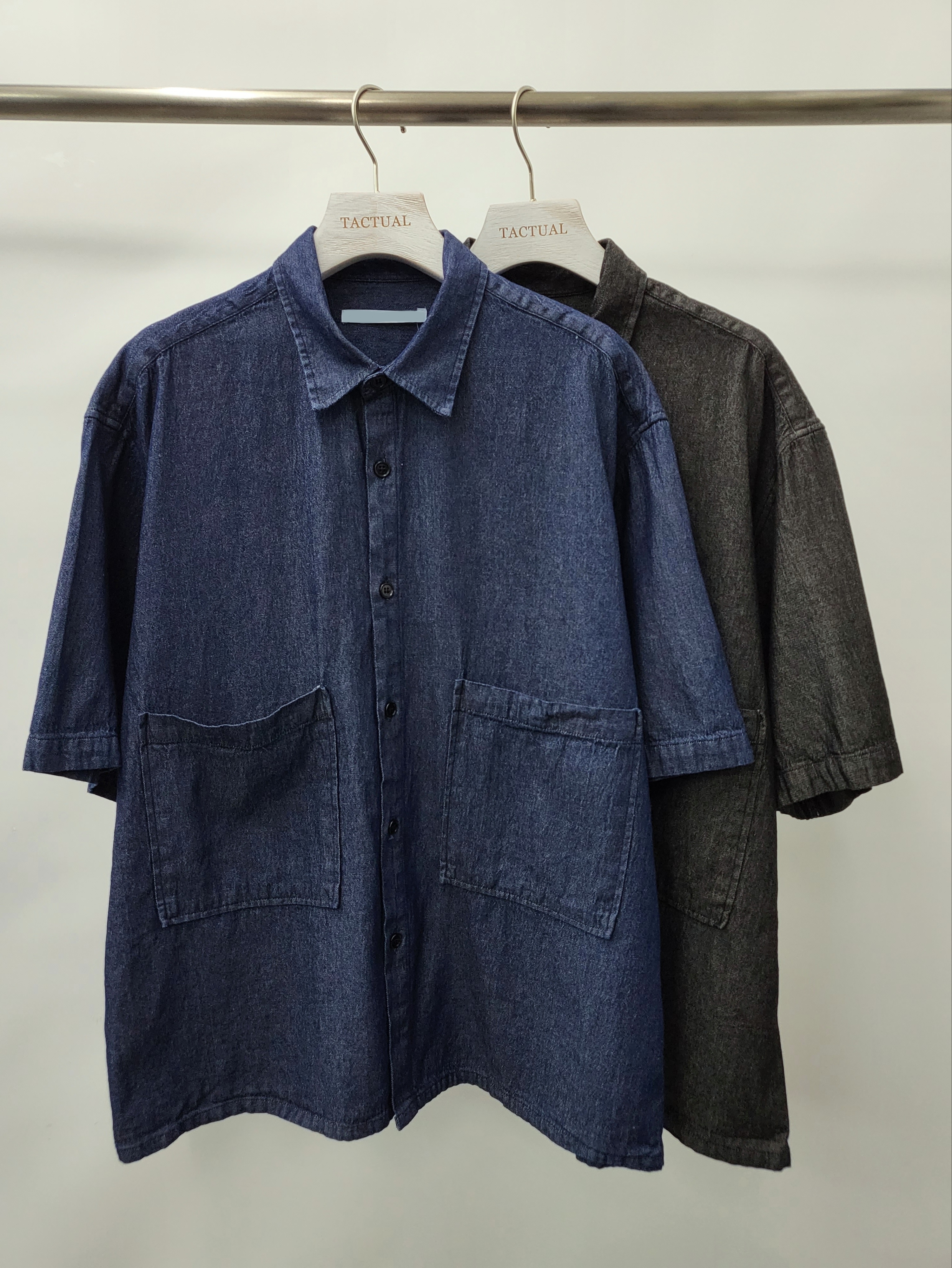 淨色牛仔短袖恤衫 S2121