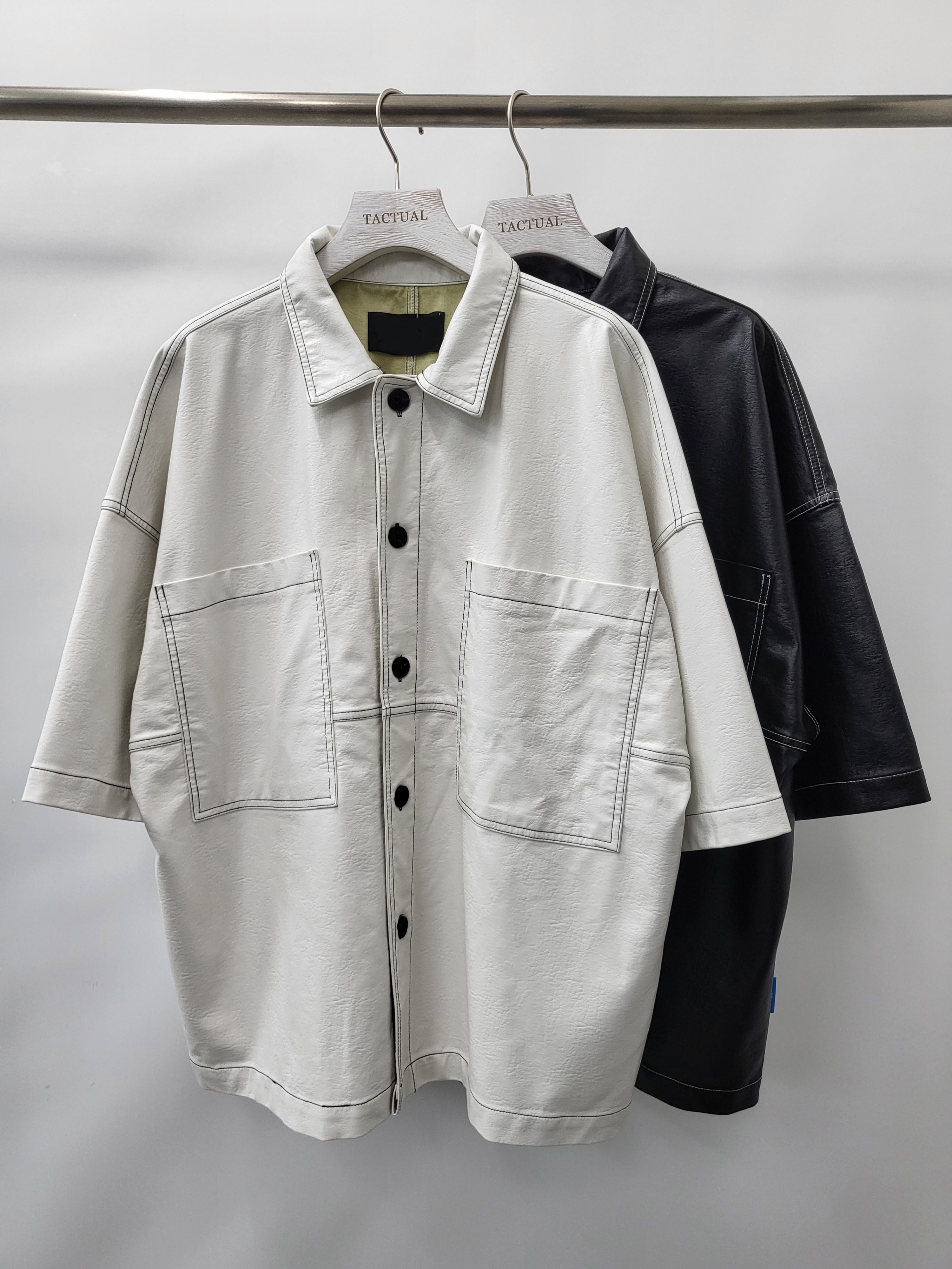 合成皮短袖恤衫 S2119