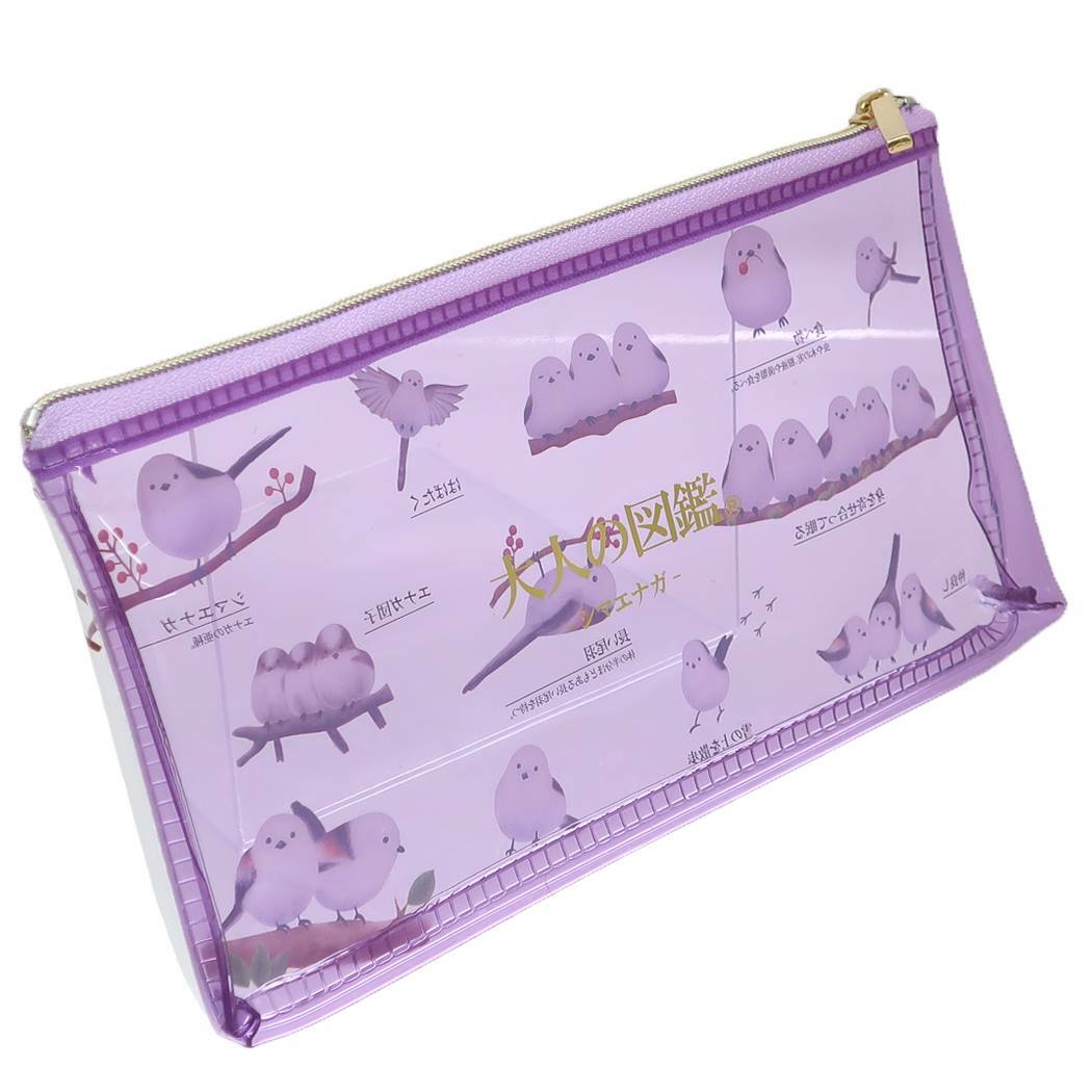 長尾山雀 透明防水筆袋 收納袋 大人的圖鑑｜日本KAMIO JAPAN