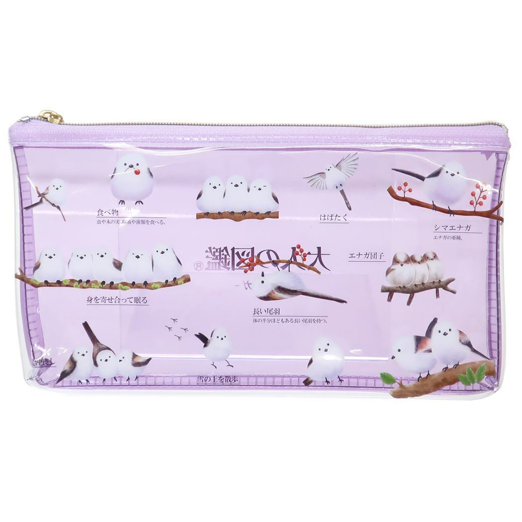 長尾山雀 透明防水筆袋 收納袋 大人的圖鑑｜日本KAMIO JAPAN