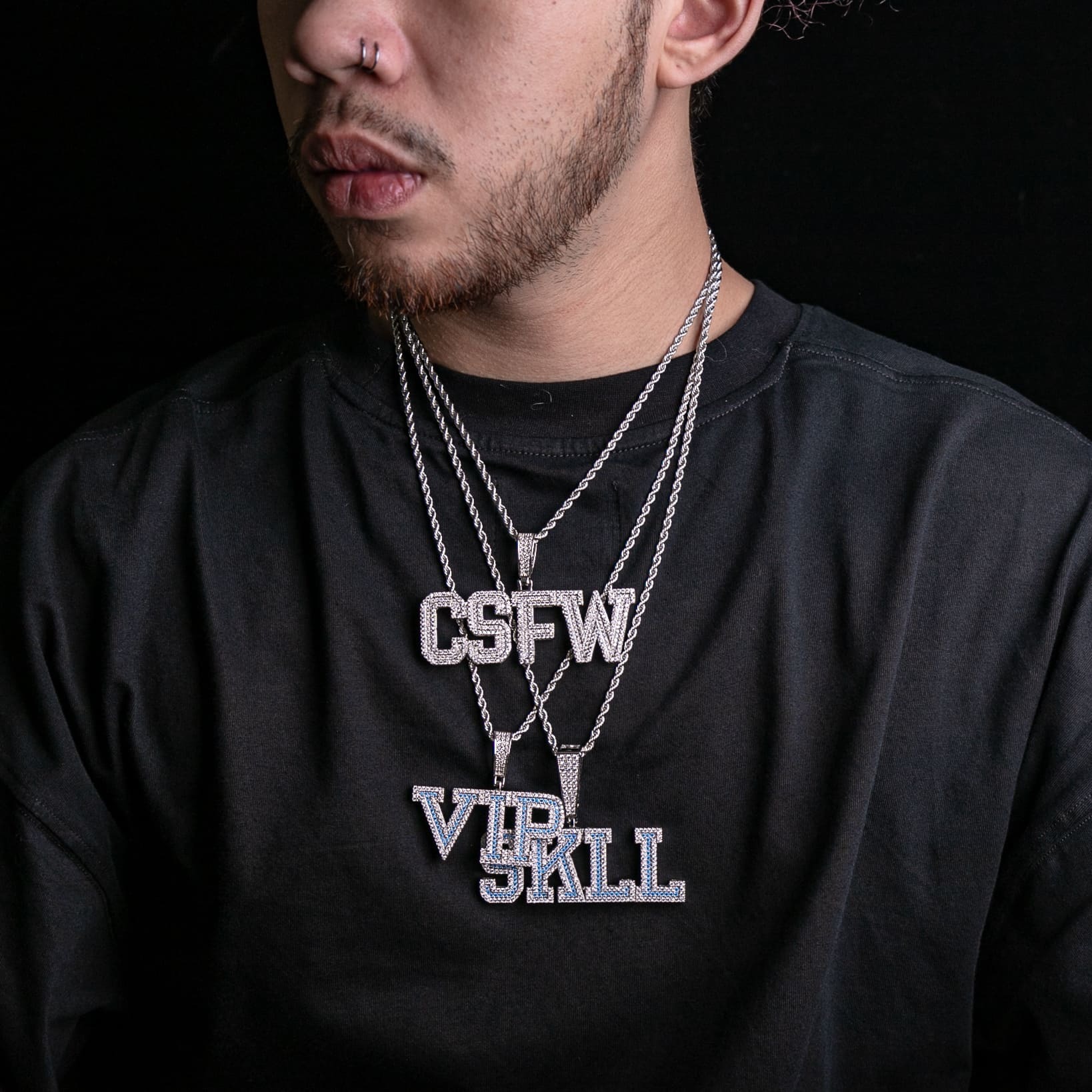 客製化滿鑲雙色大標題字體(A-Z)字母墜飾