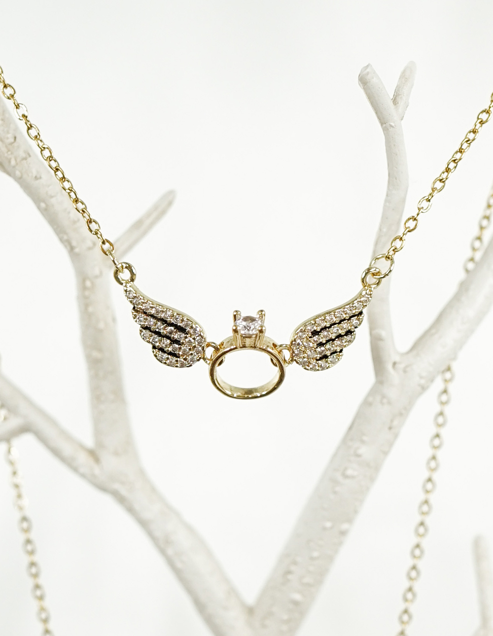 天使翅膀鑽戒項鍊