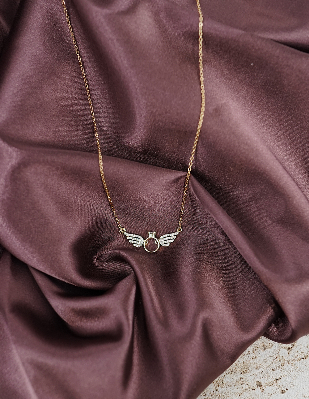 天使翅膀鑽戒項鍊