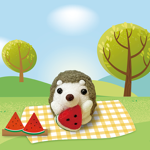 羊毛氈Q萌小動物—小刺蝟愛吃瓜