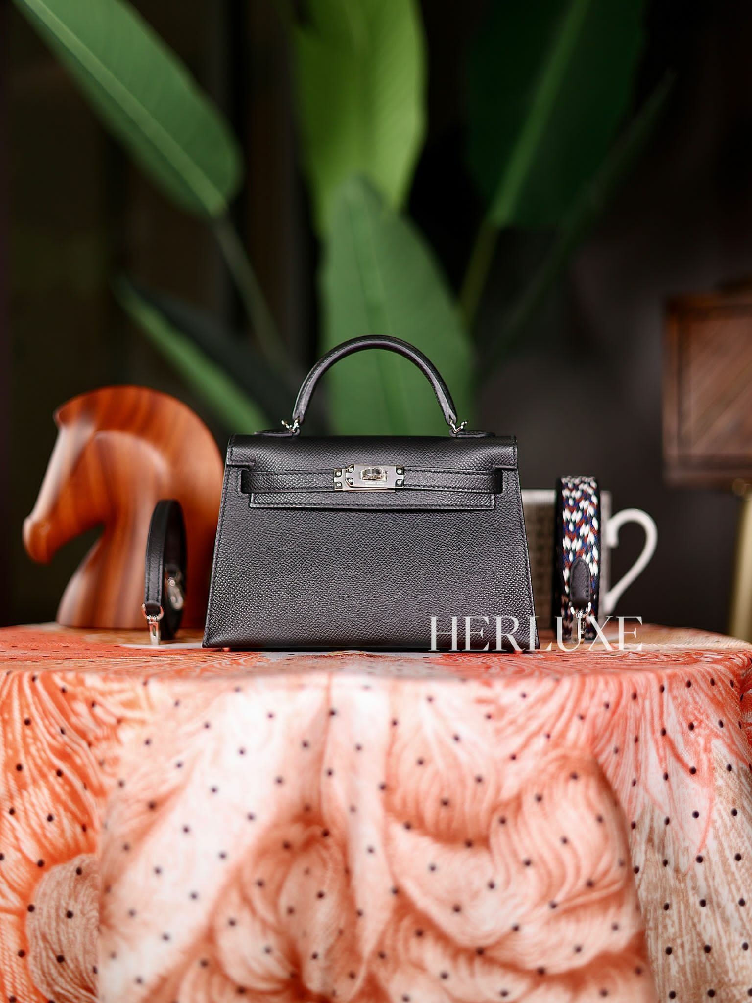 Kelly mini II 89 noir/ noir blanc ck epsom sellier W